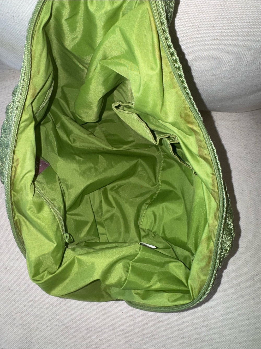 The Sak Granny Crochet Sage Green Slouchy Hobo Woven Bag Women’s Shoulder Purse - Picture 13 of 16